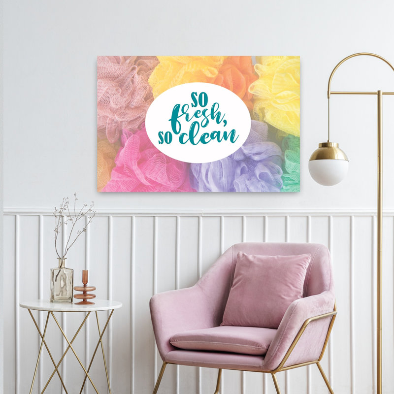 «So Fresh So Clean», art contemporain abstrait coloré, H 32 po x l 48 po