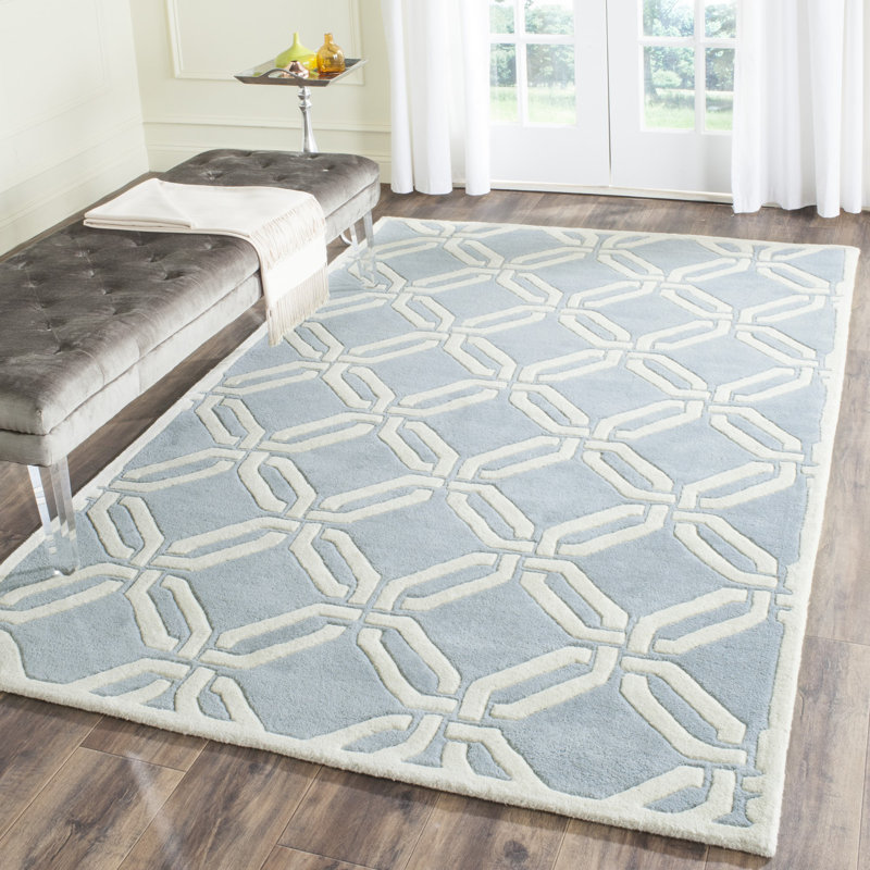 Aubrielle Hand Tufted Wool Geometric Rug, Square 5'