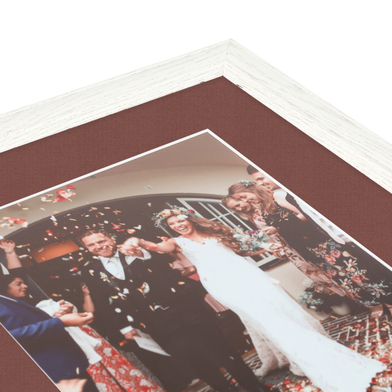 Wood Matte Picture Frame with Mat, Brique