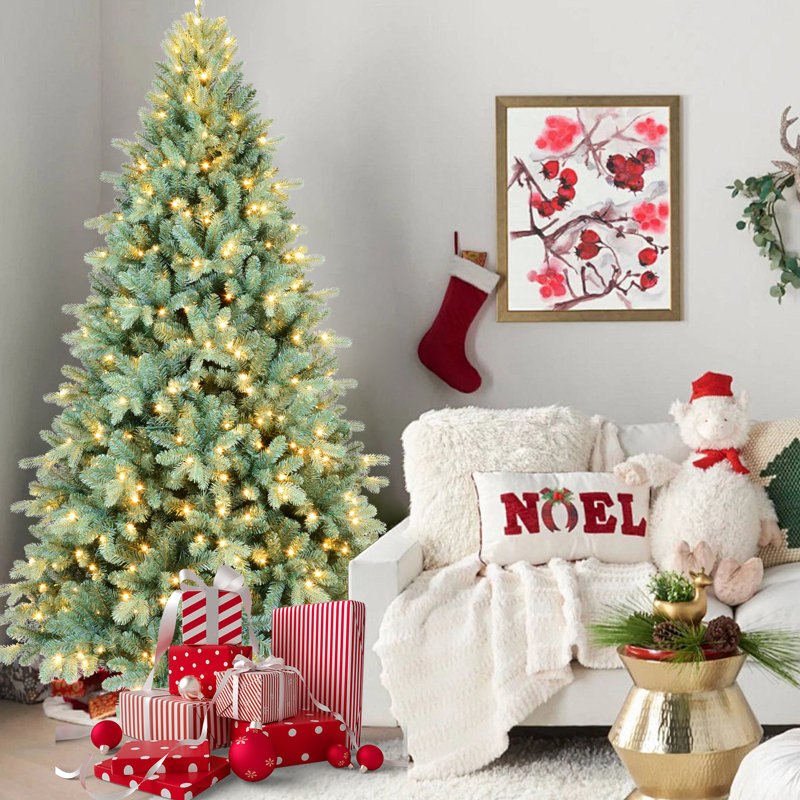 Arbre de Noël 7 pi avec lumières DEL et base en métal