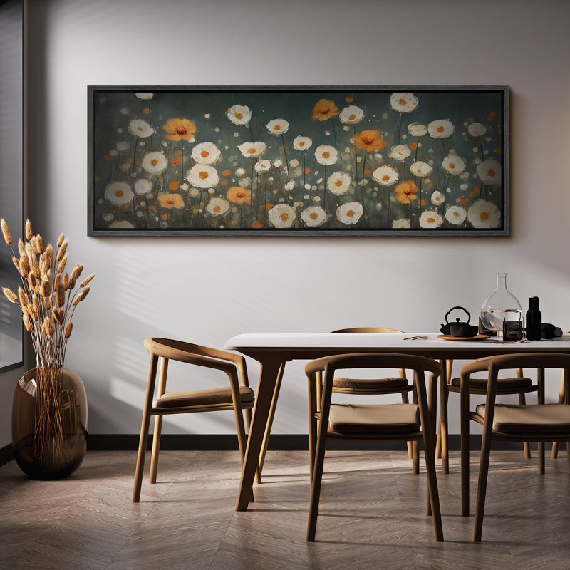 Œuvre de coquelicot, art mural floral vert, impression numérique sur toile giclée sur toile, H 20 po x l 60 po