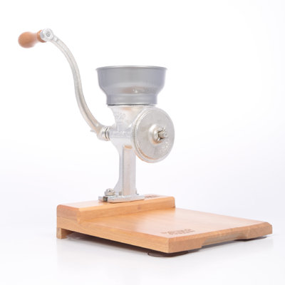 Corona Cast Iron Grain Mill with Wooden Table, Manual Grinder with Table For Corn, Rice, Lentils, Chickpeas, Cast Iron Grinder For Domestic Use
