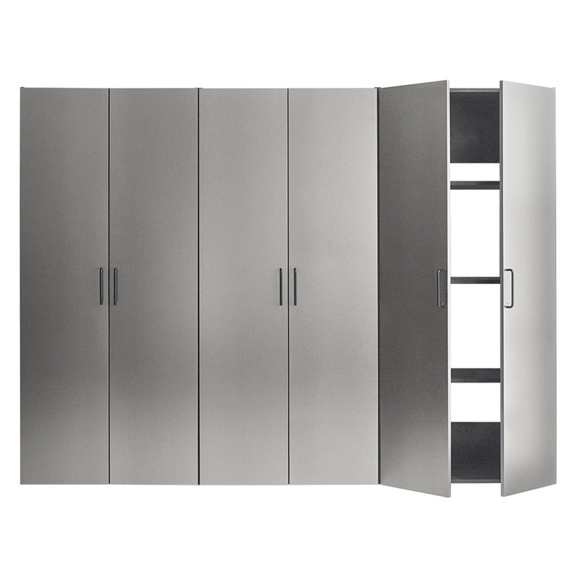 96 In. Wide, Garage Cabinet D (3), Contemporary, Metallic Grey, Doors, Heat And Water Resistance, 2X Edge Banding, E0-Grade Material, Shelf Feature, Heavy-Duty Metal Support (3) - W, 79 H,