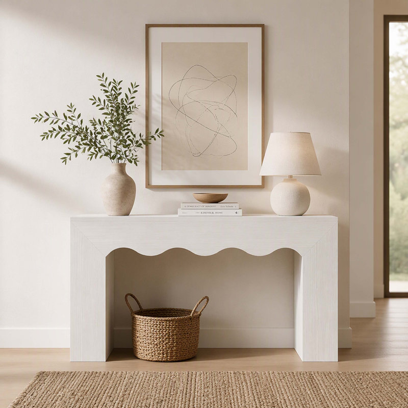 63" Wooden Console Table, Multi-purpose Entryway & Behind Sofa Table with Storage Shelving