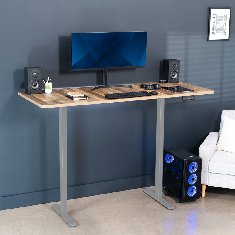 VIVO Electric Dual Motor 71” x 30” Standing Desk, E2B7B Series, Reclaimed Wood/Gray