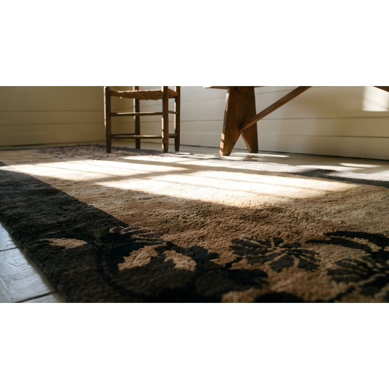 Neutral Cream and Gray Antique Minimalist Chinese Deco Hallway Runner Rug