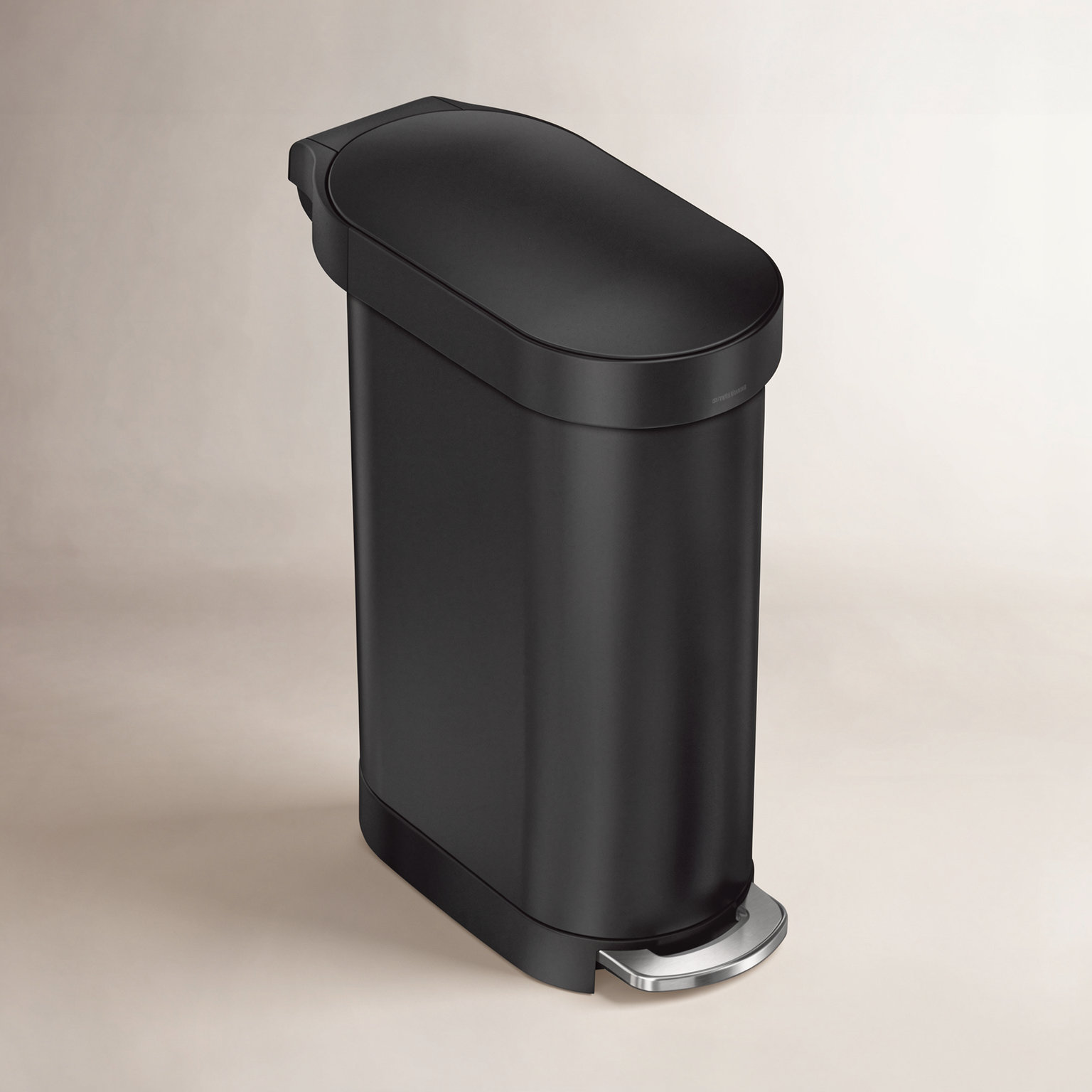 simplehuman 12gal Slim Hands-Free Step Can, Matte Black