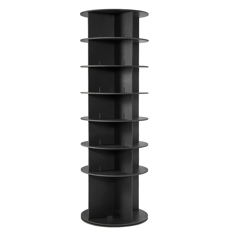 7 Tiers Rotating Shoe Rack Tower, 360° Spinning Shoe Rack, Revolving Storage Round Carousel Display, Freestanding Lazy Susan Organizer Display for Bedroom, Living Room, Entryway, Closet, Black