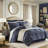 Navy 4 Pcs Queen Comforter With 2022 Upgraded Durability. - , Hidden Zipper On Shams. 92"W X 96"L, Shams 20"W 26"L+2"D, 60"W 80"L + 15"D. Chenille Front, Solid Back, Decorative Rope Trim Process For-120670524