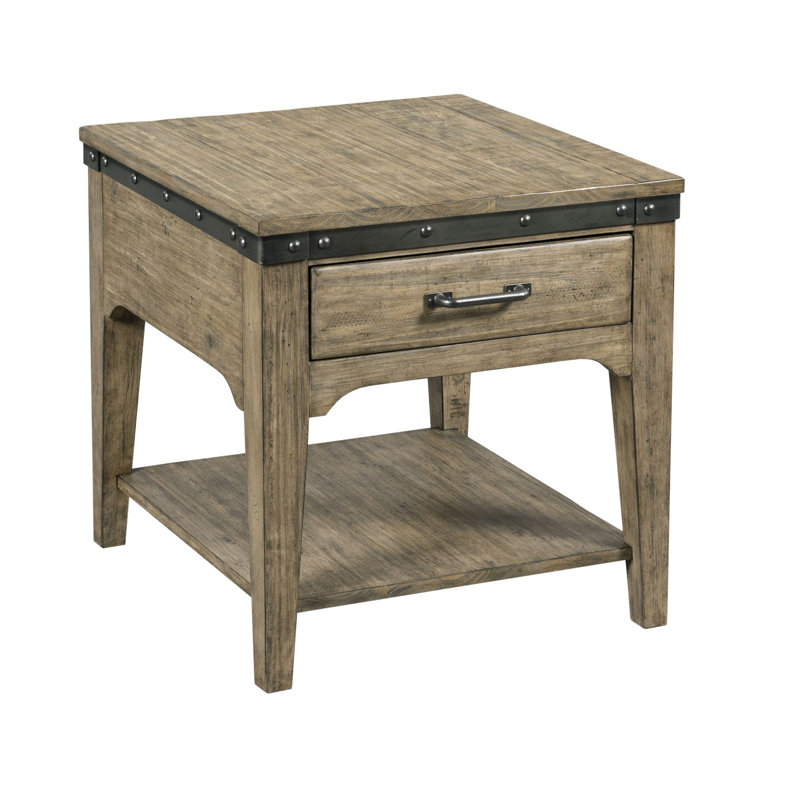 Georgena Solid Wood End Table with Storage
