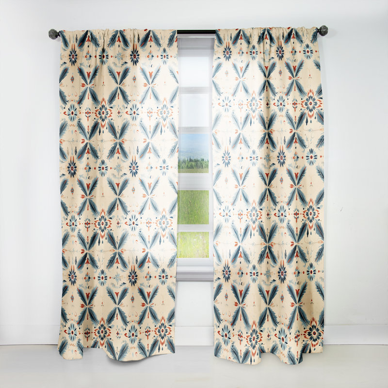 Nomadic Harmony Boho Pattern - Geometric Curtain - Velvet Room darkening - 1 panel, 52" W x 63" L