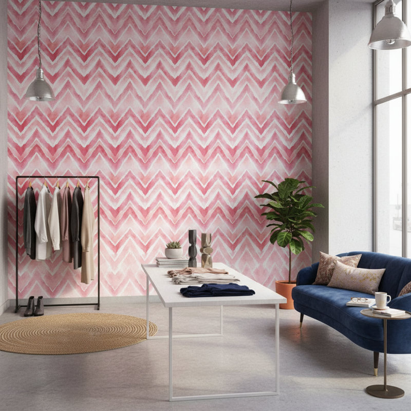 Décoration murale amovible en zigzag aquarelle