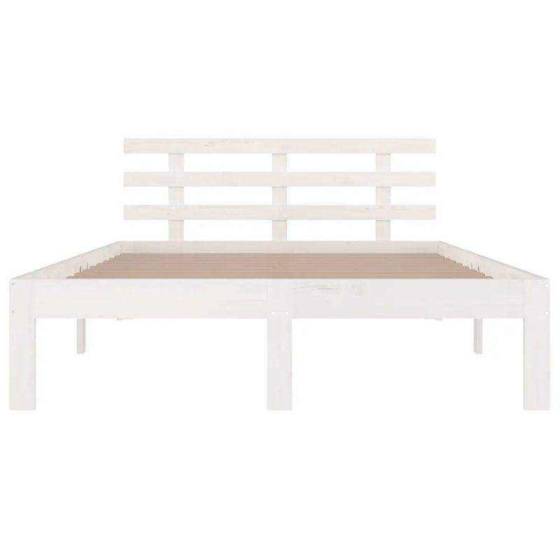 Bed Frame Solid Wood, European Double (140 x 200 cm), White