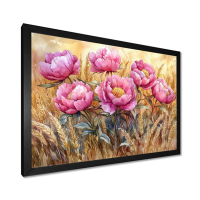 Draeson, campagne, pivoines dans le champ d'ambre II - pivoines, art mural