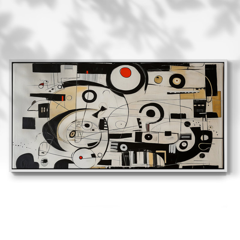 «Abstract Series» -CCCCLIXIX- Toile tendue avec châssis tendue, prête à être accrochée, H 25 po x l 49 po, Blanc