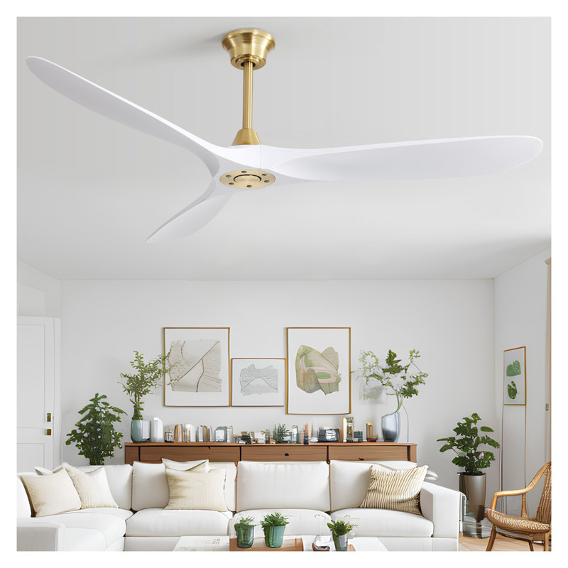 60 Inch Modern Gold Ceiling Fan with Smart Remote Control, Reversible DC Motor - Energy Efficient 6-Speed Ceiling Fan for Bedroom Living Room