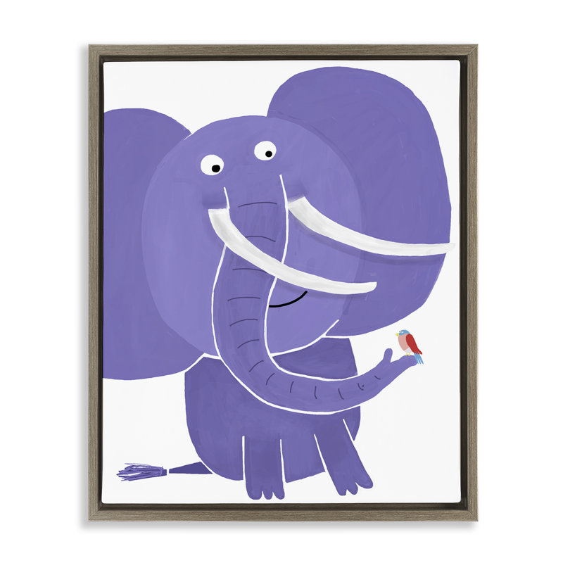 Cadre flottant Elephant & Bird Friends, design par Carla Daly, H 21 po x l 17 po, Cadre flottant orme Montalcino