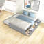 Lit double gris avec lit gigogne simple et choix de rangement pratiques - Élégant système de tiroir moderne à tiroirs gris et bois massif-785127884