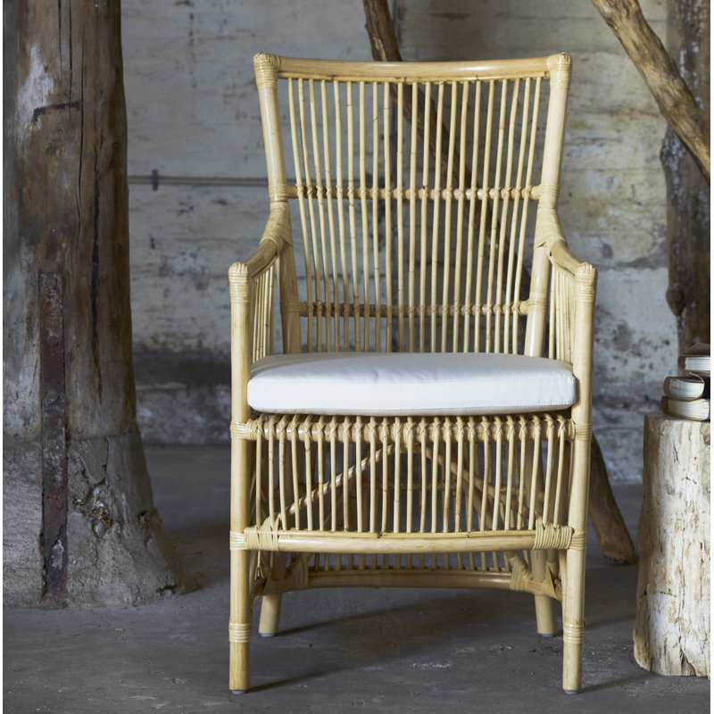 Davinci Rattan Armchair, Natural, Sailcloth Seagull Geometric Sunbrella® Basketweave