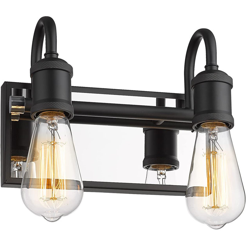 Éclairage pour salle de bain 2 lumières, Noir / chrome