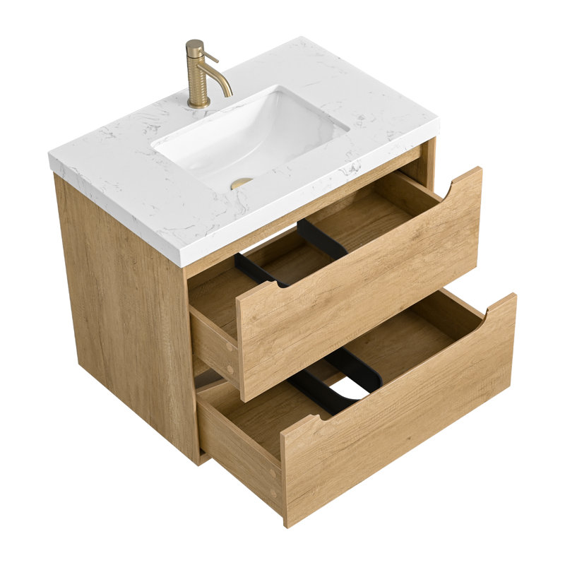 36'' Wall-mounted Single Bathroom Vanity With Engineered Stone Top