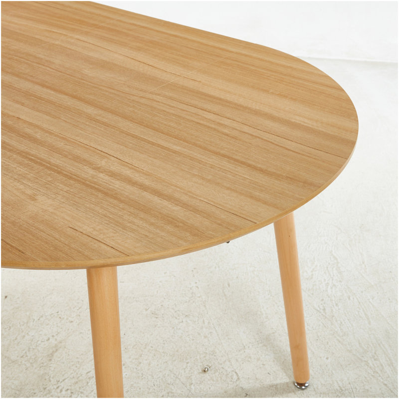Table extensible, table à manger, table de bureau, table basse, pieds en bois, plateau en panneau de fibres à densité moyenne, 100/140 / 180x100x75cm, couleur chêne