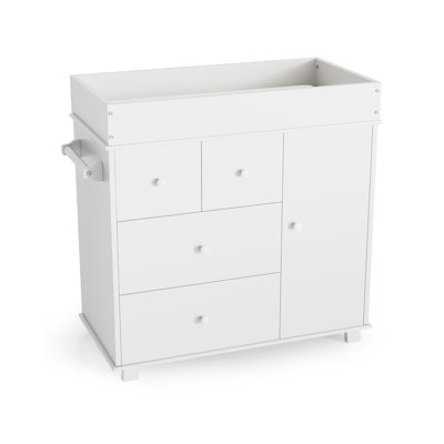 Modern Changing Table Dresser with 4 Drawers and Cabinet, Nursery Baby Dresser