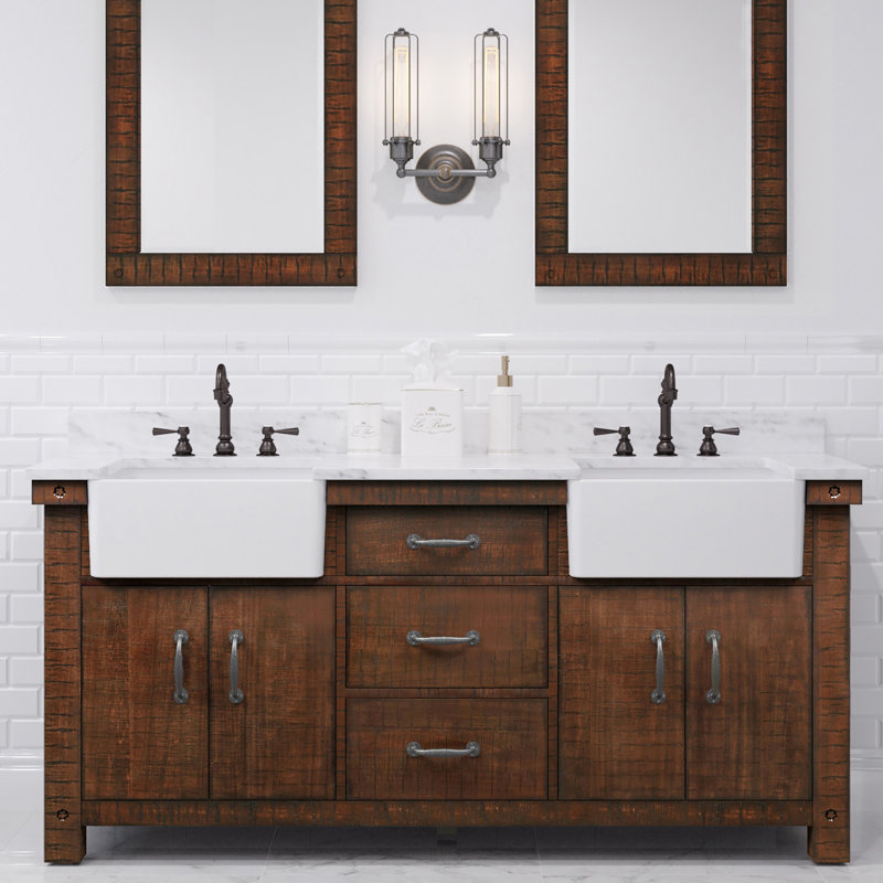 Ensemble de meuble-lavabo double 72 po Aiana, Sienne rustique, No