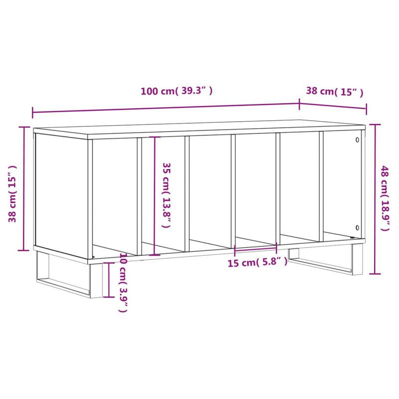 48 cm H Multimedia Storage, Smoked Oak