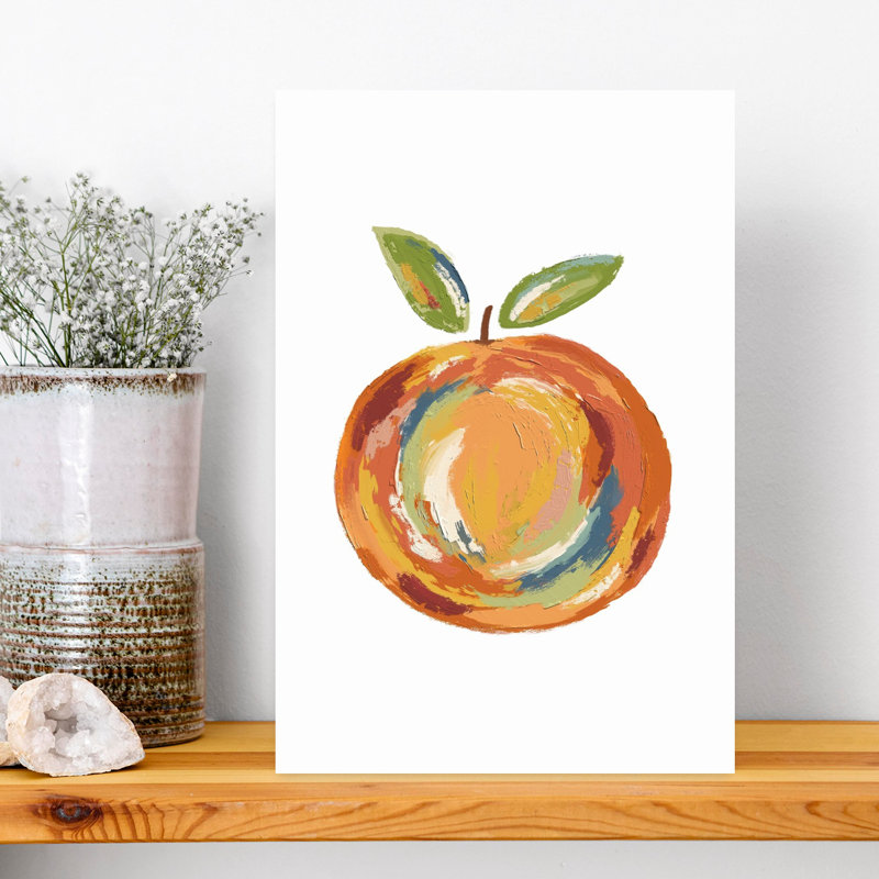 Fruit - Art mural abstrait coloré abstrait orange, 18" H x 12" W