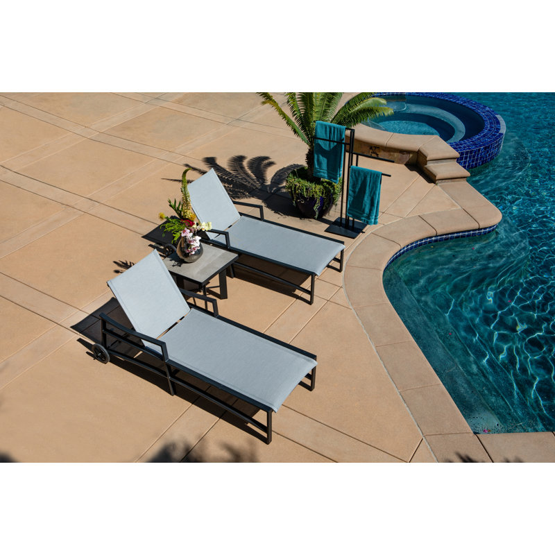 Avana Outdoor Chaise Lounge, Carbon Black, Augustine Fennel