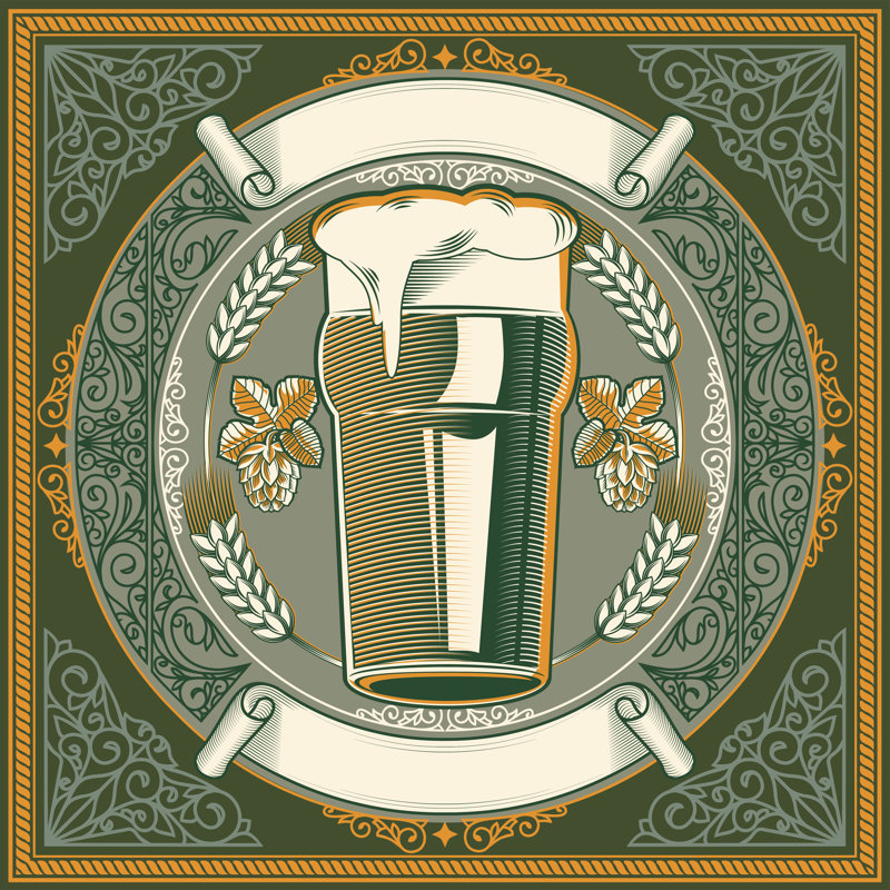 Beer Glass Emblem by Alex_Bond - Wrapped Canvas Print, 30cm H x 30cm W x 3.8cm D