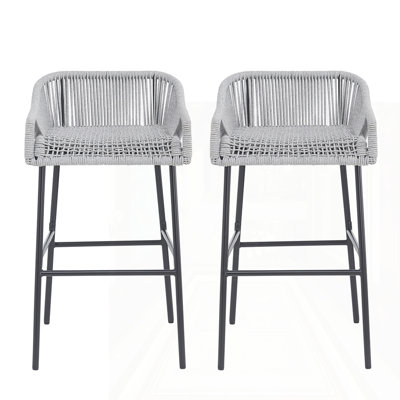 Ensemble de 2 tabourets de bar d'extérieur gris foncé