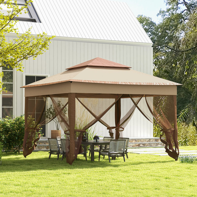 11' X 11' Pop Up Canopy, Outdoor Patio Gazebo Shelter With Removable Zipper Netting