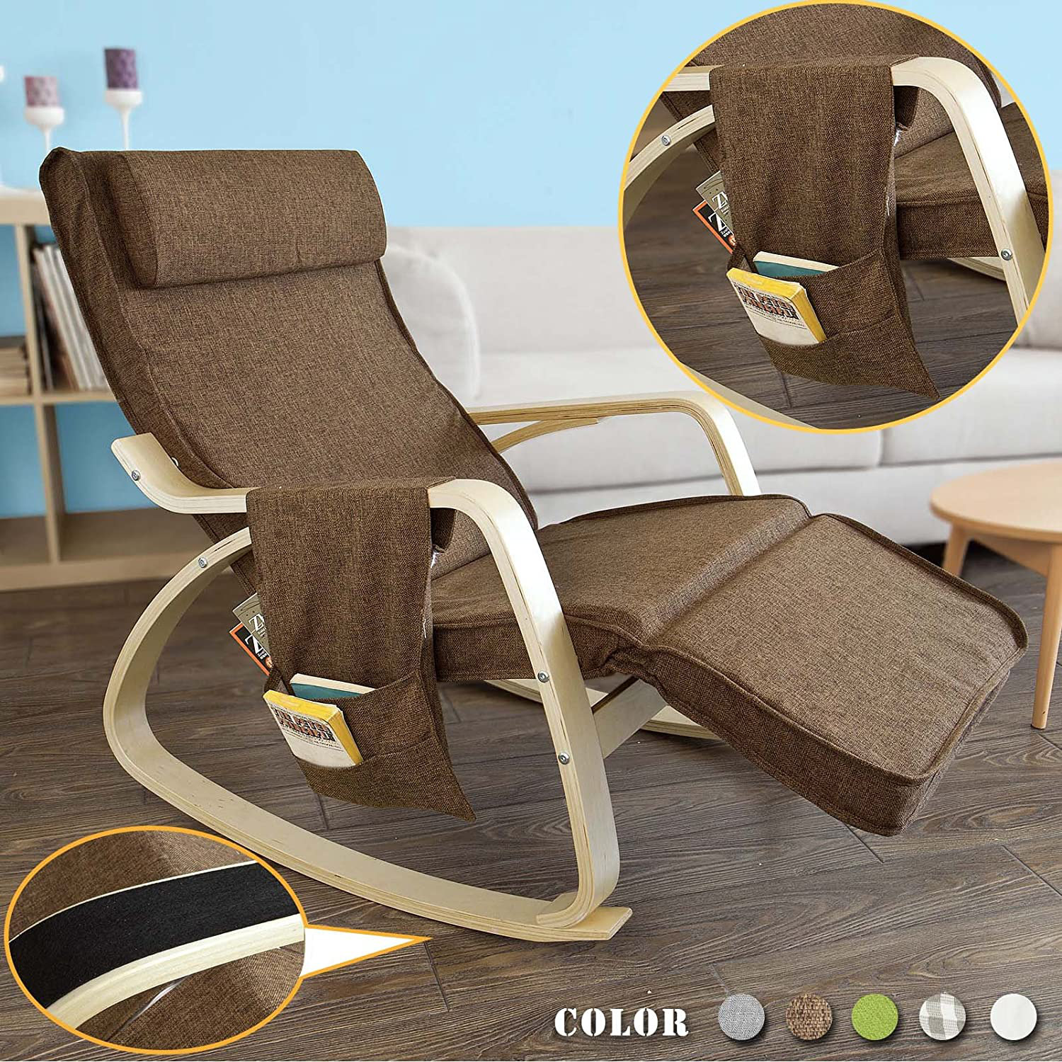 Kruger Comfortable Relax Rocking Chair with Footrest Cushion Isabelle & Max Color: Brown