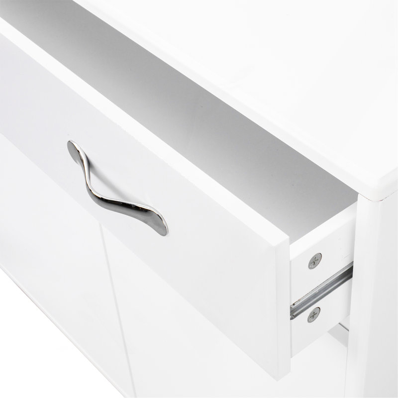 Two Door Side Table In White, A Stylish And Functional Addition To Any Room