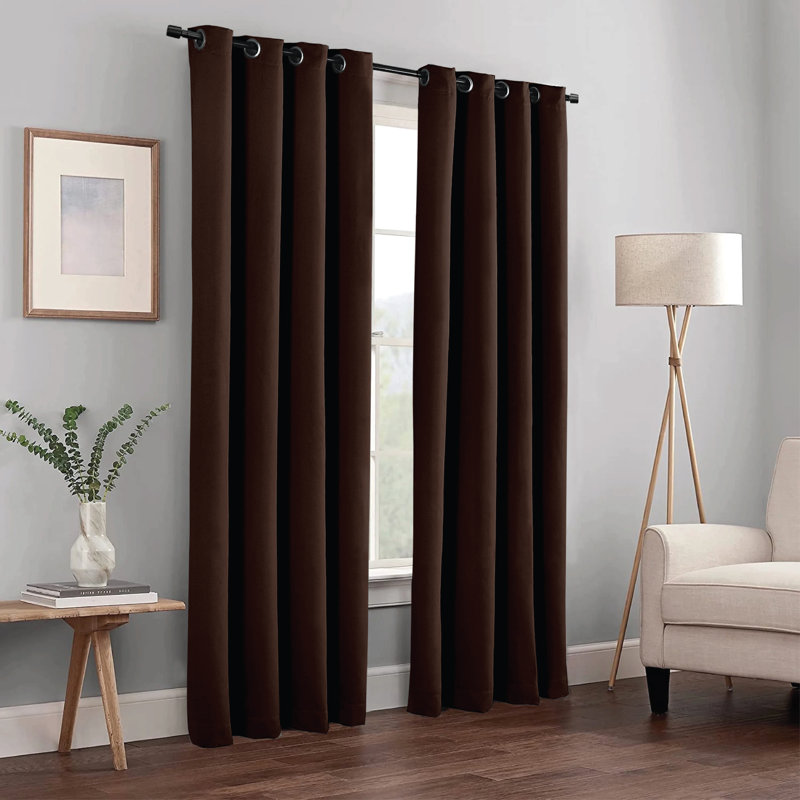 Frasco Blackout Curtain Pair, 116.84cm Width x 228.6cm Drop, Brown