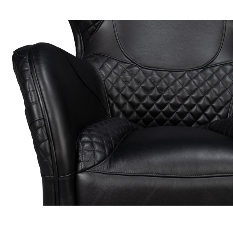 Hera Armchair, Black Genuine Leather