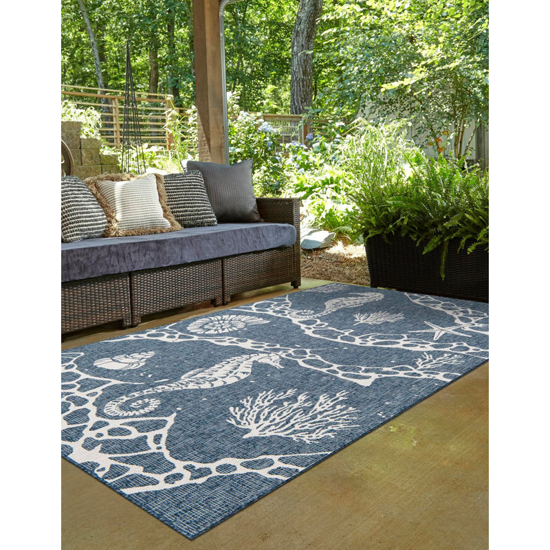 Tapis contemporain bleu marine Aycan, Rectangle 2 pi x 3 pi 1 po