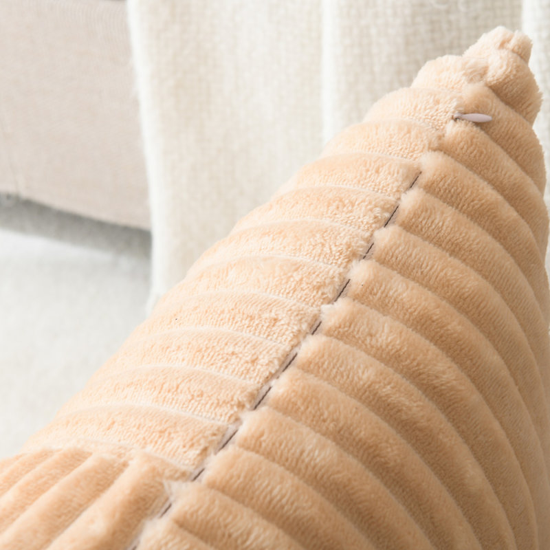 Housse de coussin carré en velours côtelé, Beige, H 20 po x l 20 po