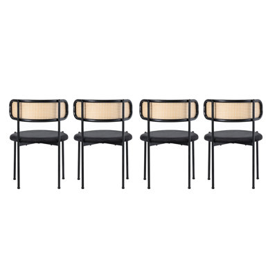 Velvet Upholstered Metal Armchair in Black