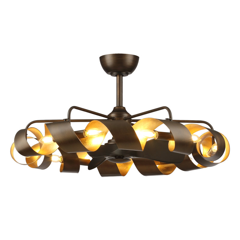 Ventilateur de plafond 36,8 "en bronze huilé avec lumières DEL à intensité variable et télécommande