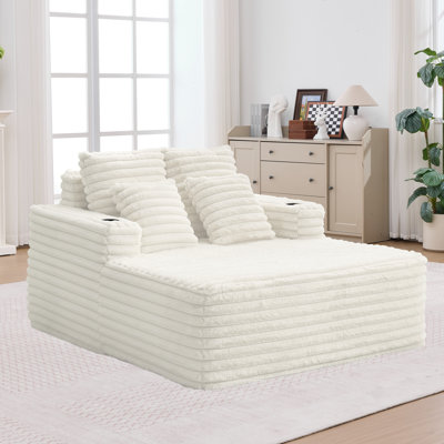 Fauteuil lounge surdimensionné en fausse fourrure, canapé sans dossier de style nuage, fauteuil d'appoint moelleux avec porte-gobelets, fauteuil-lit compressible pour salon, chambre à coucher, coin lecture, espace détente, aucun assemblage requis