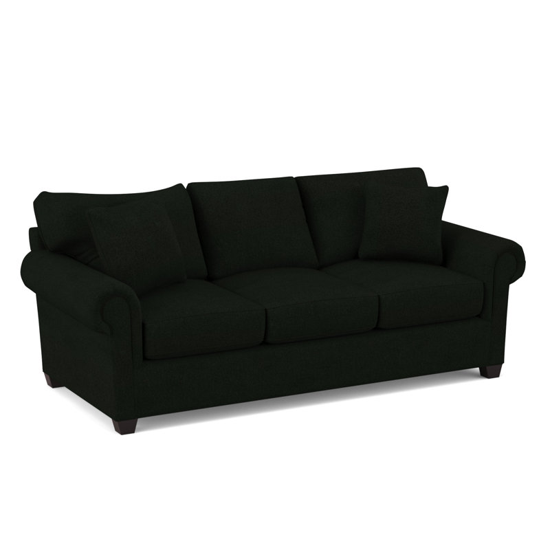 Grace 86" Round Arm Sofa with Reversible Cushions, Dorset Black