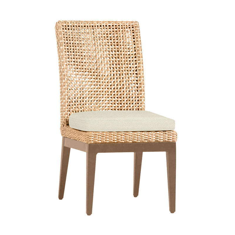 Chaise d'appoint d'extérieur en résine et osier Pen-pena N-Dura, Pas de soudure, Raphia / bois de santal