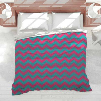 Édredon en zigzag rose et bleu
