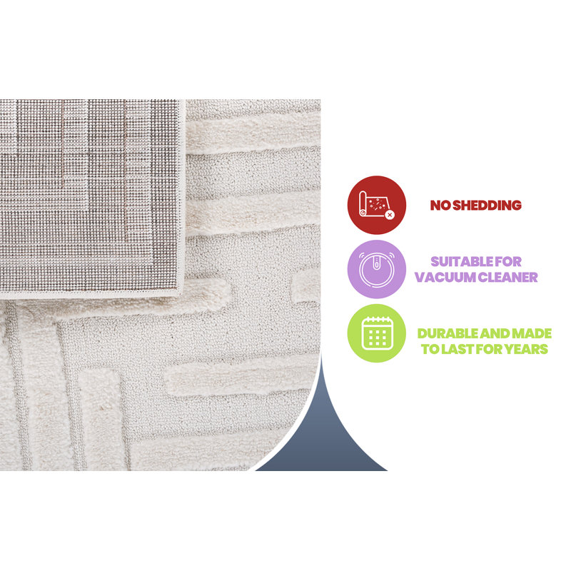 Tapis d'intérieur en polypropylène à rayures géométriques 5 pi 3 po x 7 pi 6 po Modern Idée de cadeau