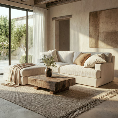 Canapé modulaire Boneless de 78,7 po avec housses lavables, causeuse désossée et repose-pieds
