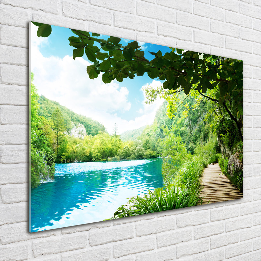 Waterfall In The Forest - No Frame Print on Glass