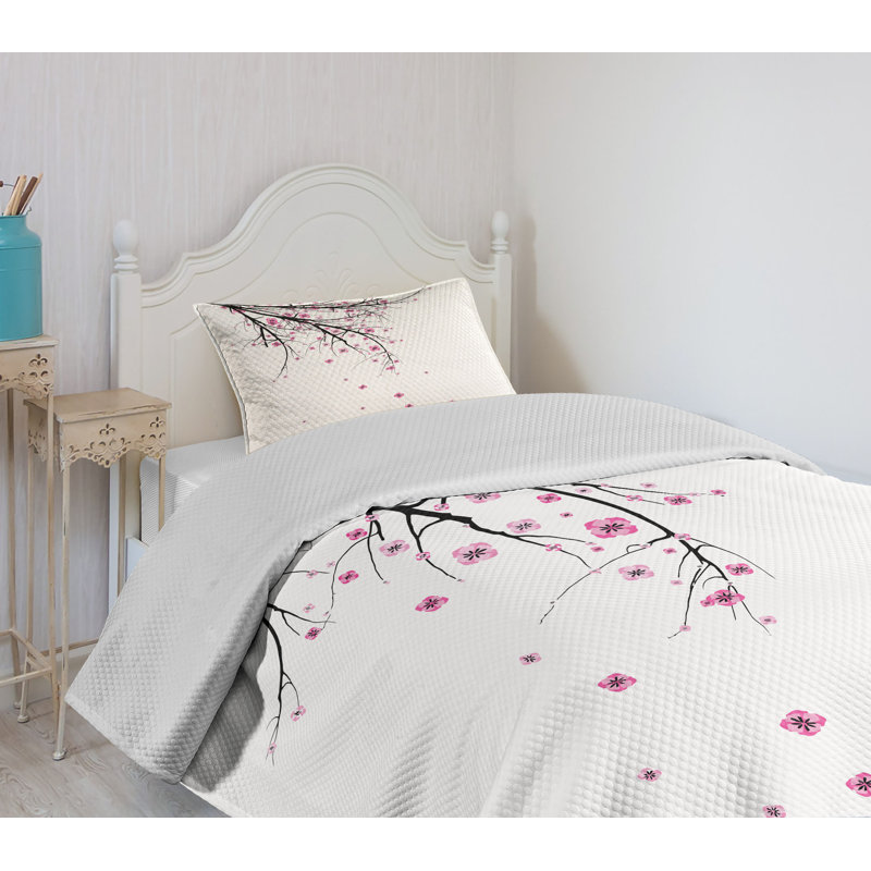 Ambesonne Ambesonne Floral Bedspread Cherry Blossom